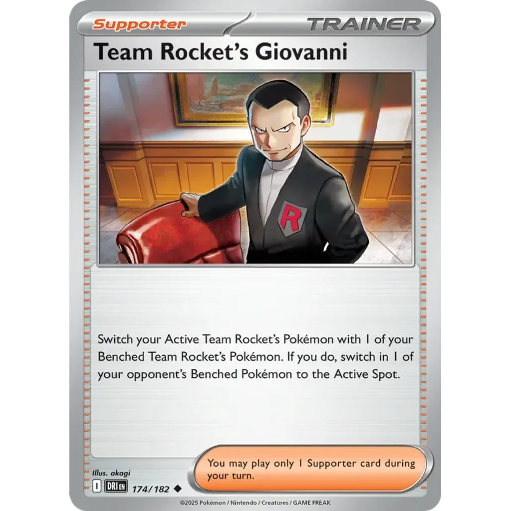 Team Rocket's Giovanni 174/182 Uncommon Destined Rivals Pokemon Lightly Played (LP) przód