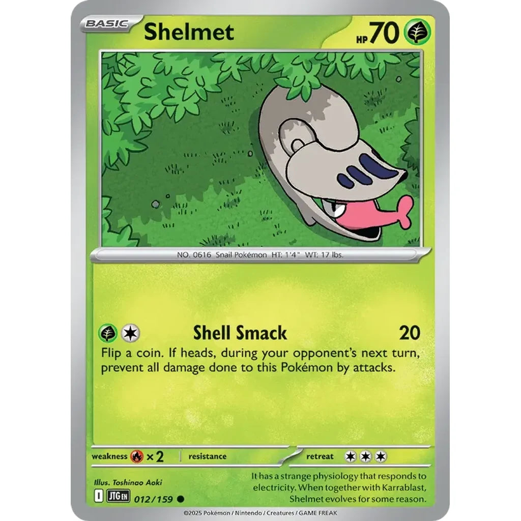 Shelmet 012/159 Common Journey Together Pokemon Reverse Holo Near Mint (NM) przód