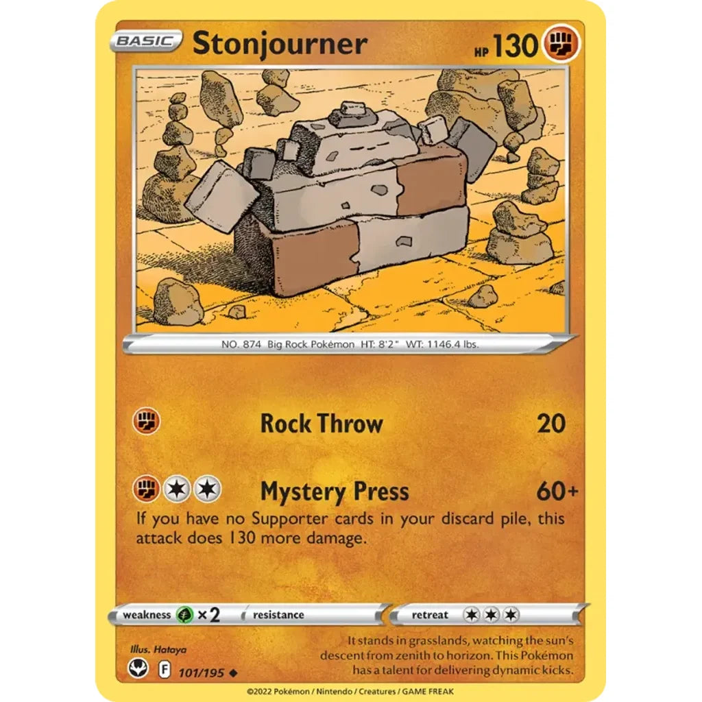 Stonjourner 101/195 Uncommon Silver Tempest Pokemon Lightly Played (LP) przód
