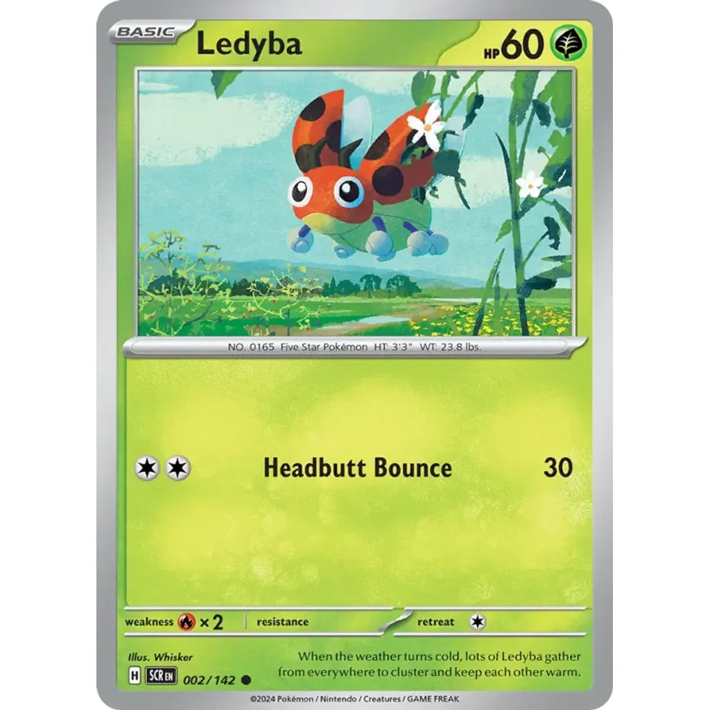 Ledyba 2/142 Common Stellar Crown Pokemon Reverse Holo Near Mint (NM) przód