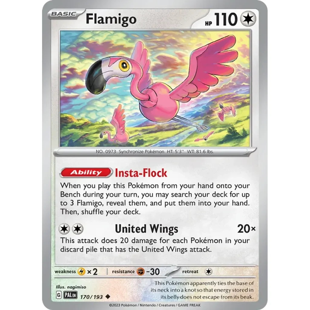 Flamigo 170/193 Uncommon Paldea Evolved Pokemon Lightly Played (LP) przód