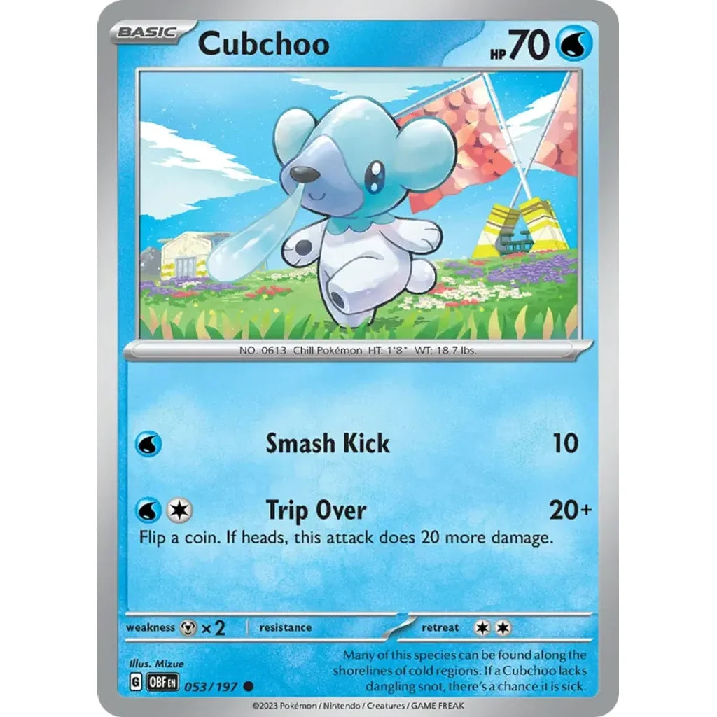 Cubchoo 053/197 Common Obsidian Flames Pokemon Near Mint (NM) przód
