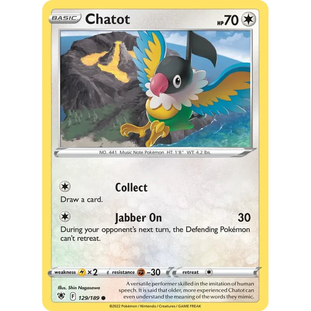 Chatot 129/189 Common Astral Radiance Pokemon Near Mint (NM) przód