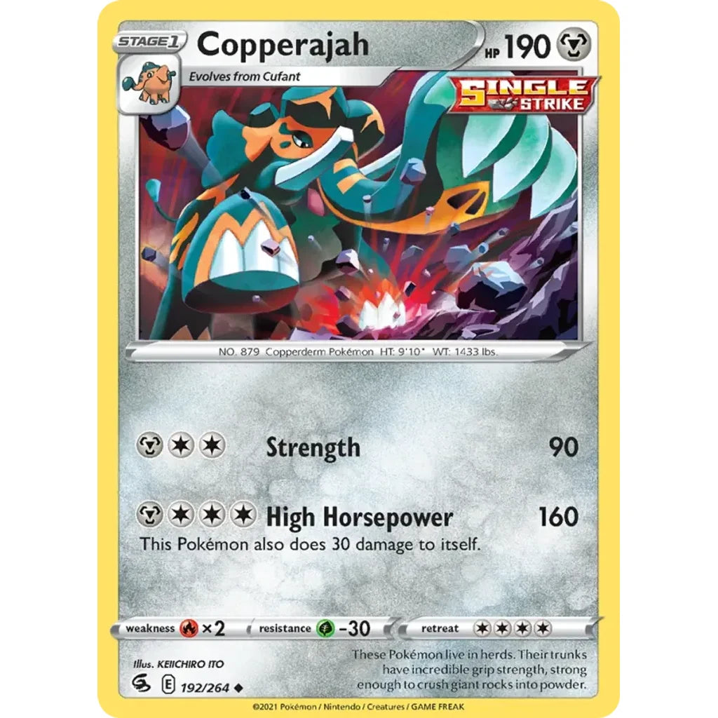 Copperajah 192/264 Uncommon Fusion Strike Pokemon Lightly Played (LP) przód