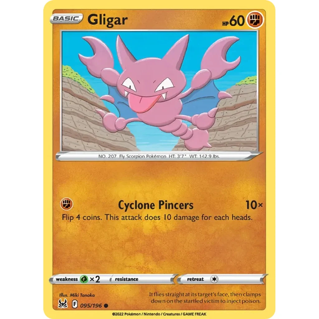 Gligar 095/196 Common Lost Origin Pokemon Lightly Played (LP) przód