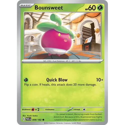 Bounsweet 008/182 Common Paradox Rift Pokemon Near Mint (NM) przód