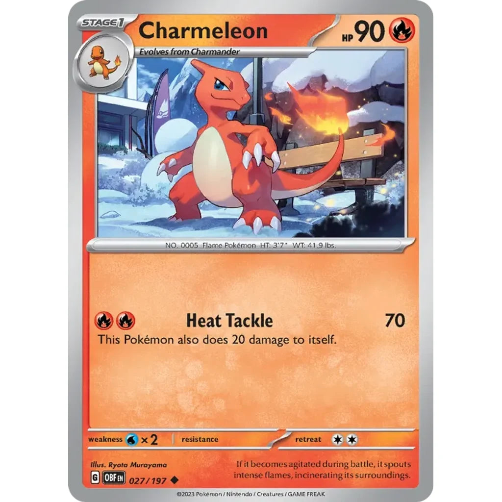 Charmeleon 027/197 Uncommon Obsidian Flames Pokemon Lightly Played (LP) przód