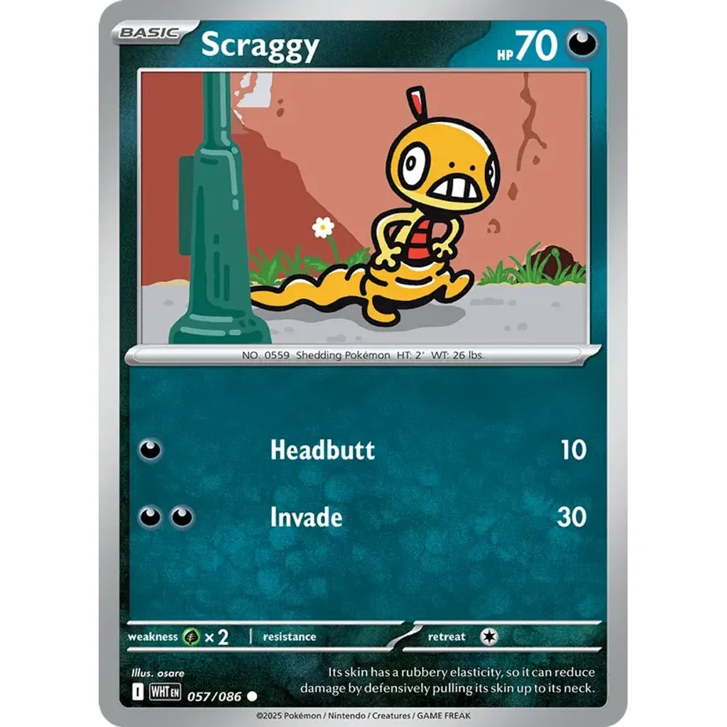 Scraggy 057/086 Common SV: White Flare Pokemon Near Mint (NM) przód