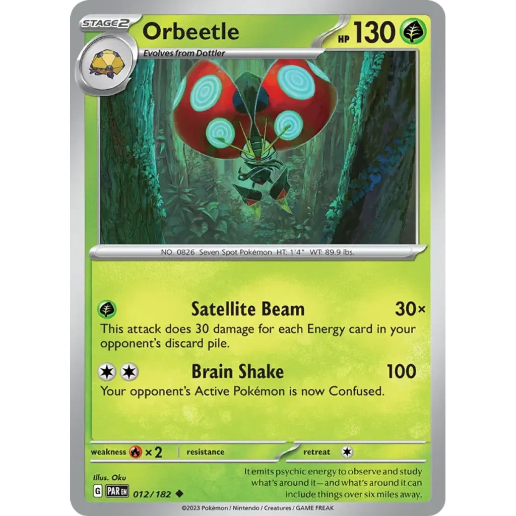Orbeetle 012/182 Uncommon Paradox Rift Pokemon Near Mint (NM) przód