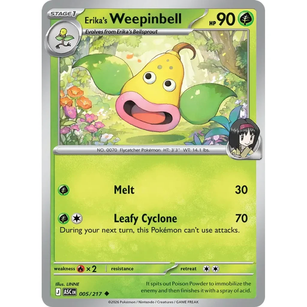 Erika's Weepinbell (Poke Ball) 005/217 ME: Ascended Heroes Pokemon Reverse Holo Lightly Played (LP) przód