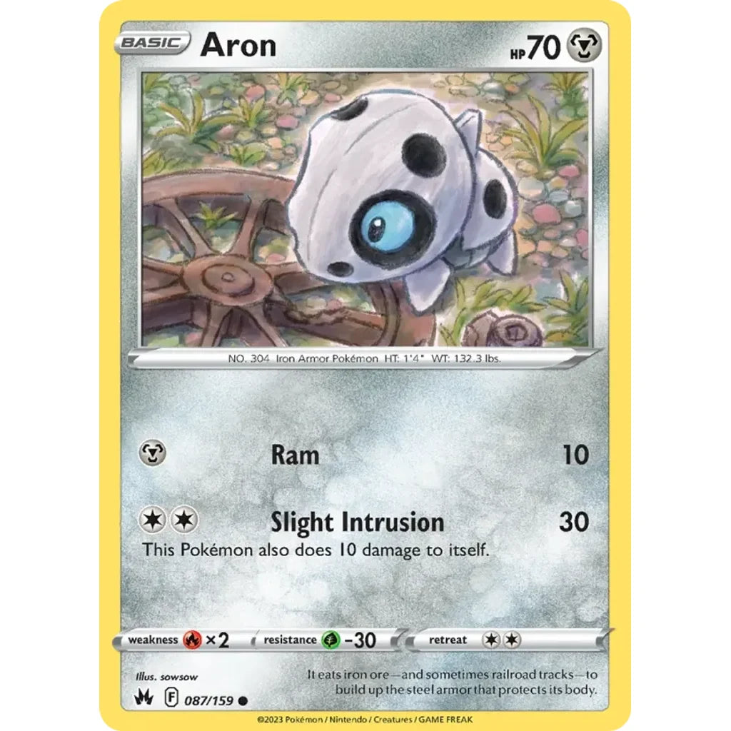 Aron 087/159 Common Crown Zenith Pokemon Near Mint (NM) przód