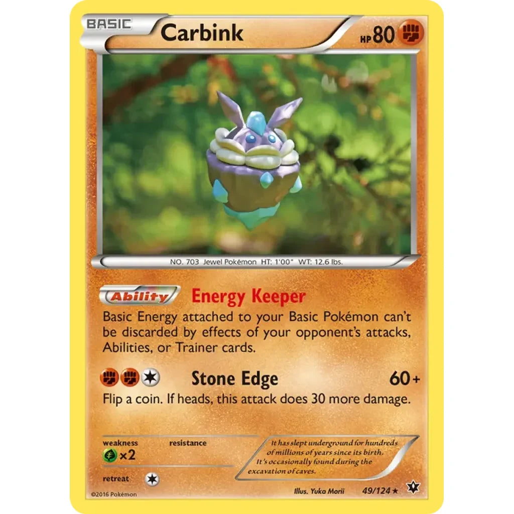 Carbink 49/124 Rare Fates Collide Pokemon Reverse Holo Near Mint (NM) przód