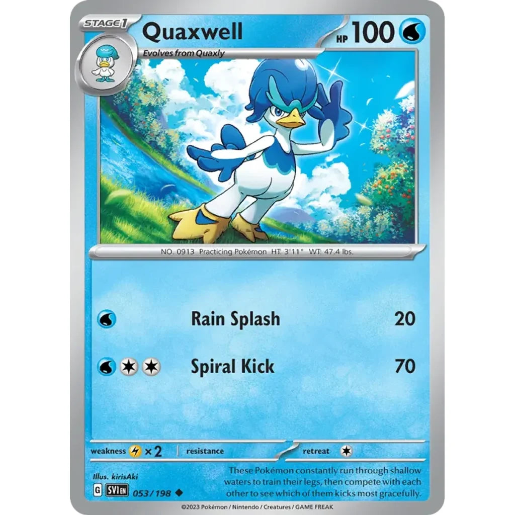 Quaxwell 053/198 Uncommon Scarlet &amp; Violet Pokemon Lightly Played (LP) przód