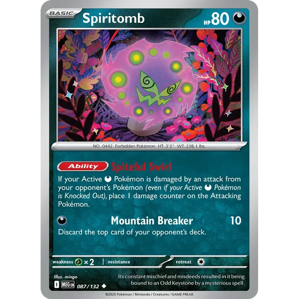 Spiritomb 087/132 Uncommon Mega Evolution Pokemon Reverse Holo Near Mint (NM) przód