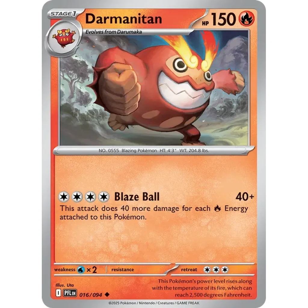 Darmanitan 016/094 Uncommon Phantasmal Flames Pokemon Near Mint (NM) przód