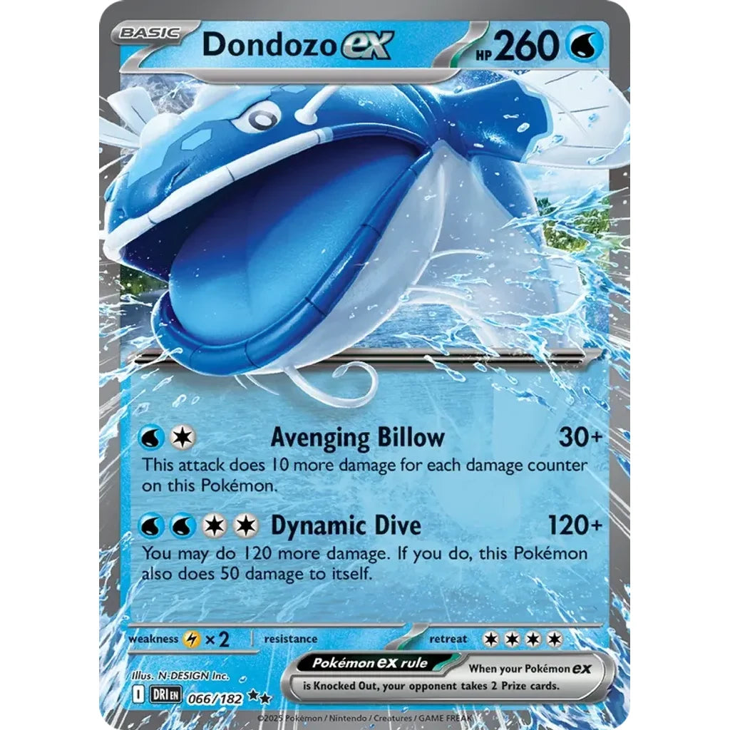 Dondozo ex 066/182 Double Rare Destined Rivals Pokemon Holo Near Mint (NM) przód