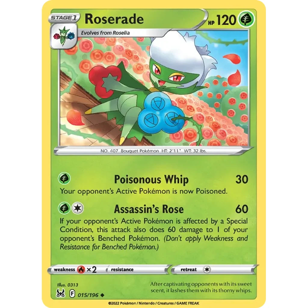 Roserade 015/196 Uncommon Lost Origin Pokemon Near Mint (NM) przód