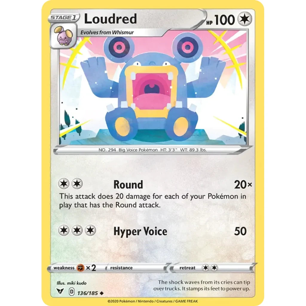 Loudred 136/185 Uncommon Vivid Voltage Pokemon Near Mint (NM) przód