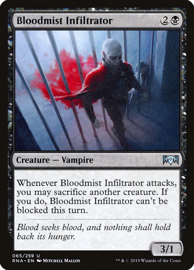 Bloodmist Infiltrator 65 Uncommon Ravnica Allegiance Magic: The Gathering Near Mint (NM) przód
