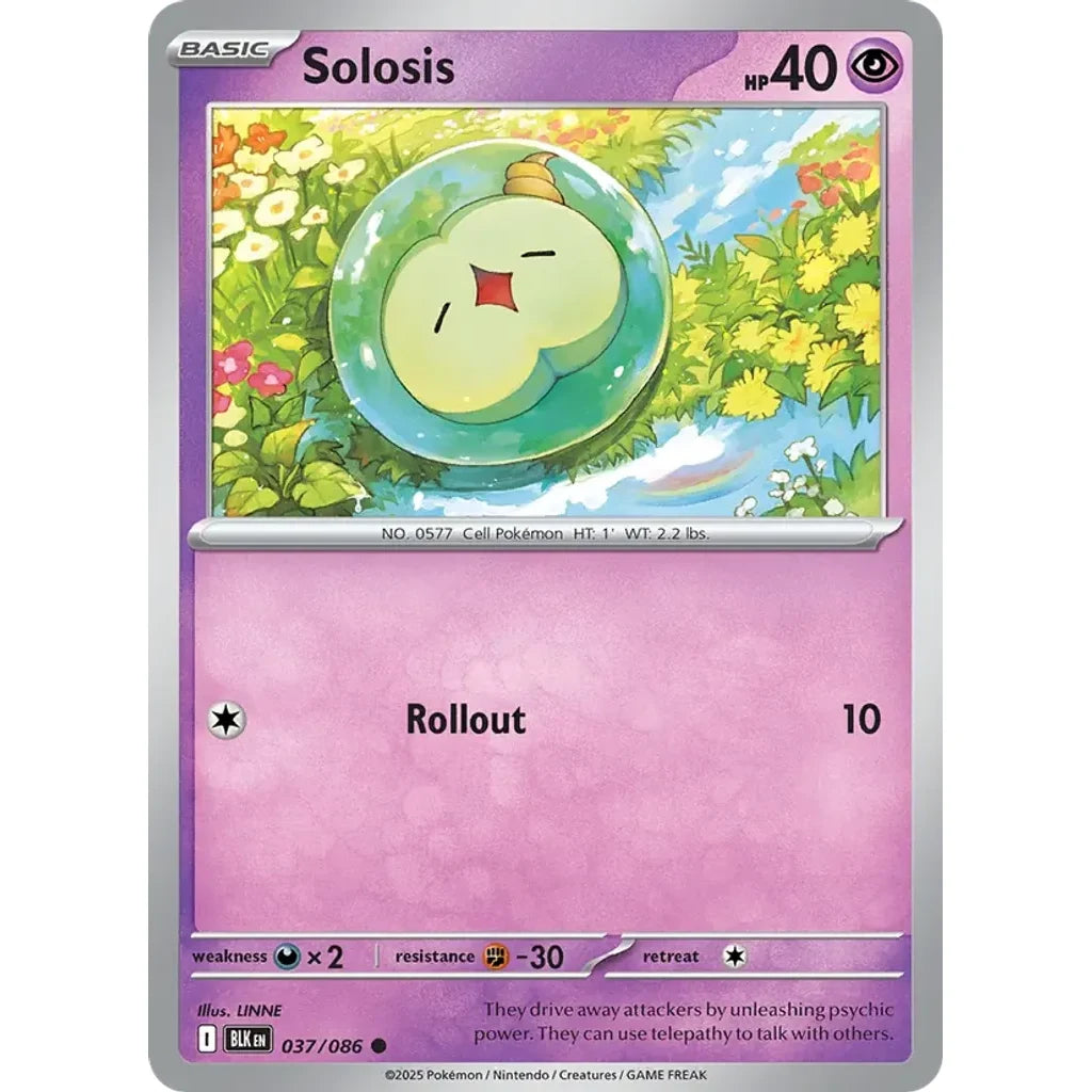 Solosis 037/086 Common SV: Black Bolt Pokemon Near Mint (NM) przód