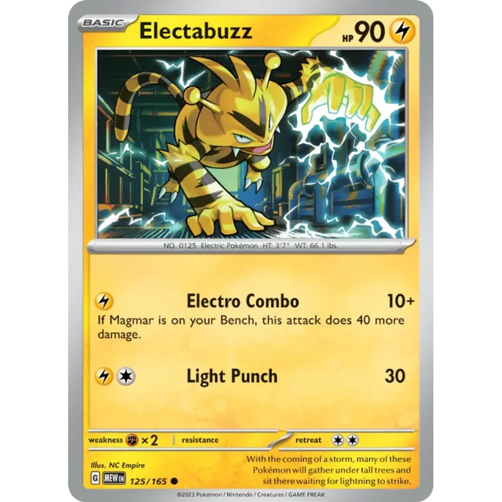 Electabuzz 125/165 Common 151 Pokemon Near Mint (NM) przód