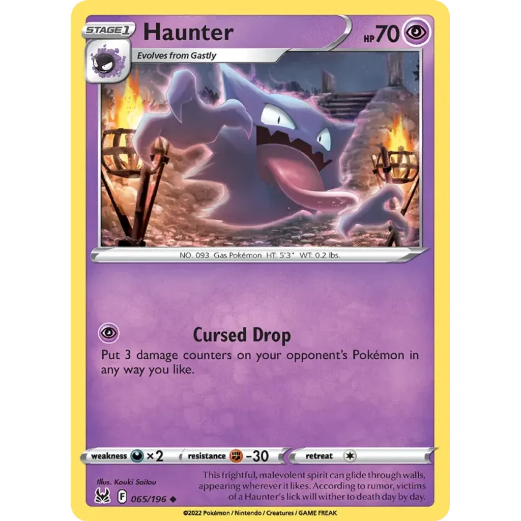 Haunter 065/196 Uncommon Lost Origin Pokemon Lightly Played (LP) przód