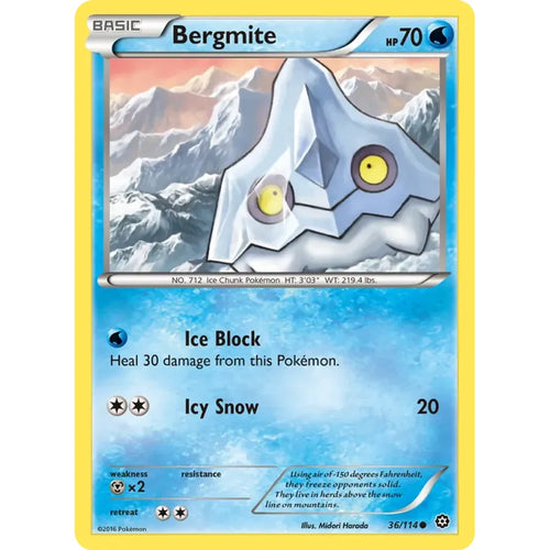 Bergmite 36/114 Common Steam Siege Pokemon Lightly Played (LP) przód