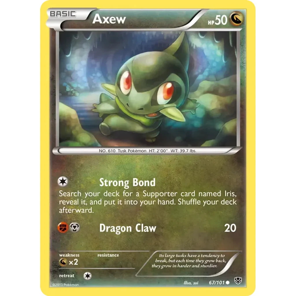 Axew 67/101 Common Plasma Blast Pokemon Lightly Played (LP) przód