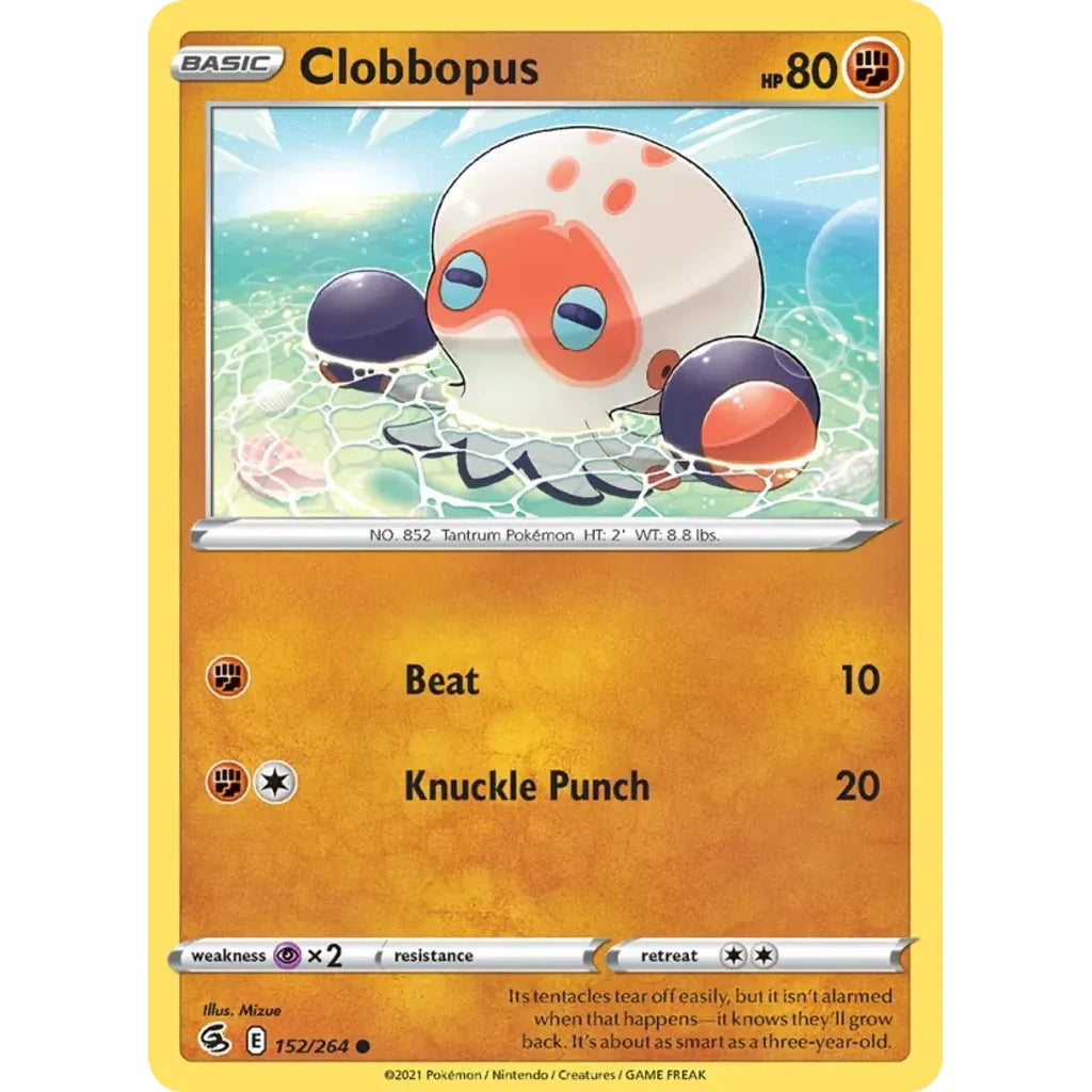 Clobbopus 152/264 Common Fusion Strike Pokemon Lightly Played (LP) przód