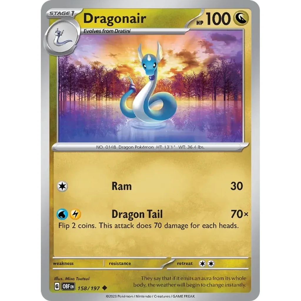 Dragonair 158/197 Uncommon Obsidian Flames Pokemon Near Mint (NM) przód