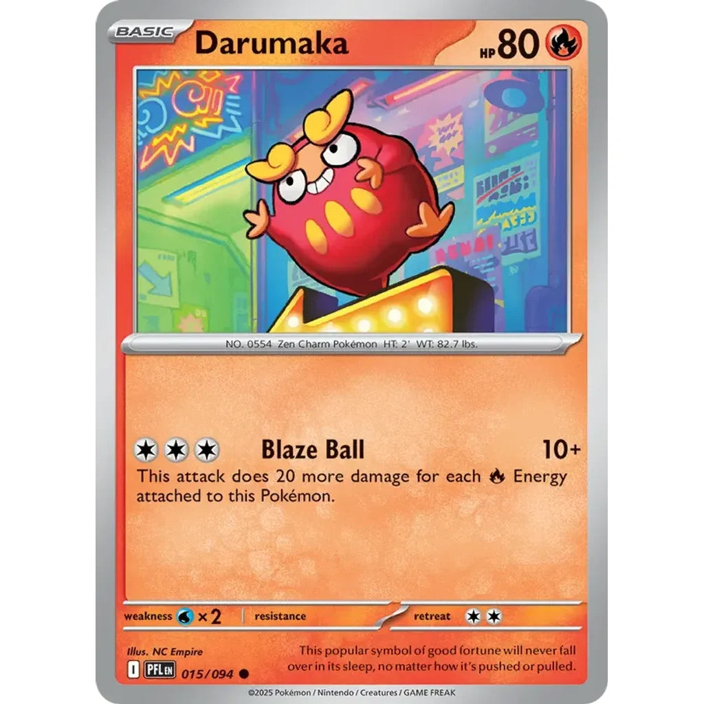 Darumaka 015/094 Common Phantasmal Flames Pokemon Near Mint (NM) przód