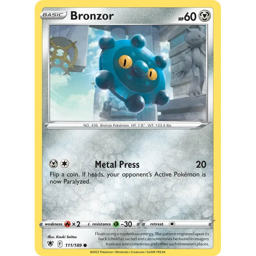 Bronzor 111/189 Common Astral Radiance Pokemon Reverse Holo Lightly Played (LP) przód