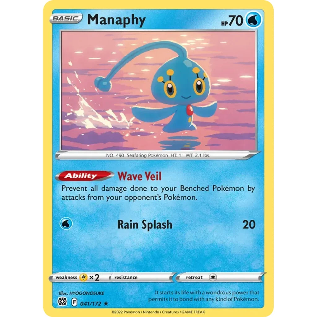 Manaphy 041/172 Rare Brilliant Stars Pokemon Lightly Played (LP) przód