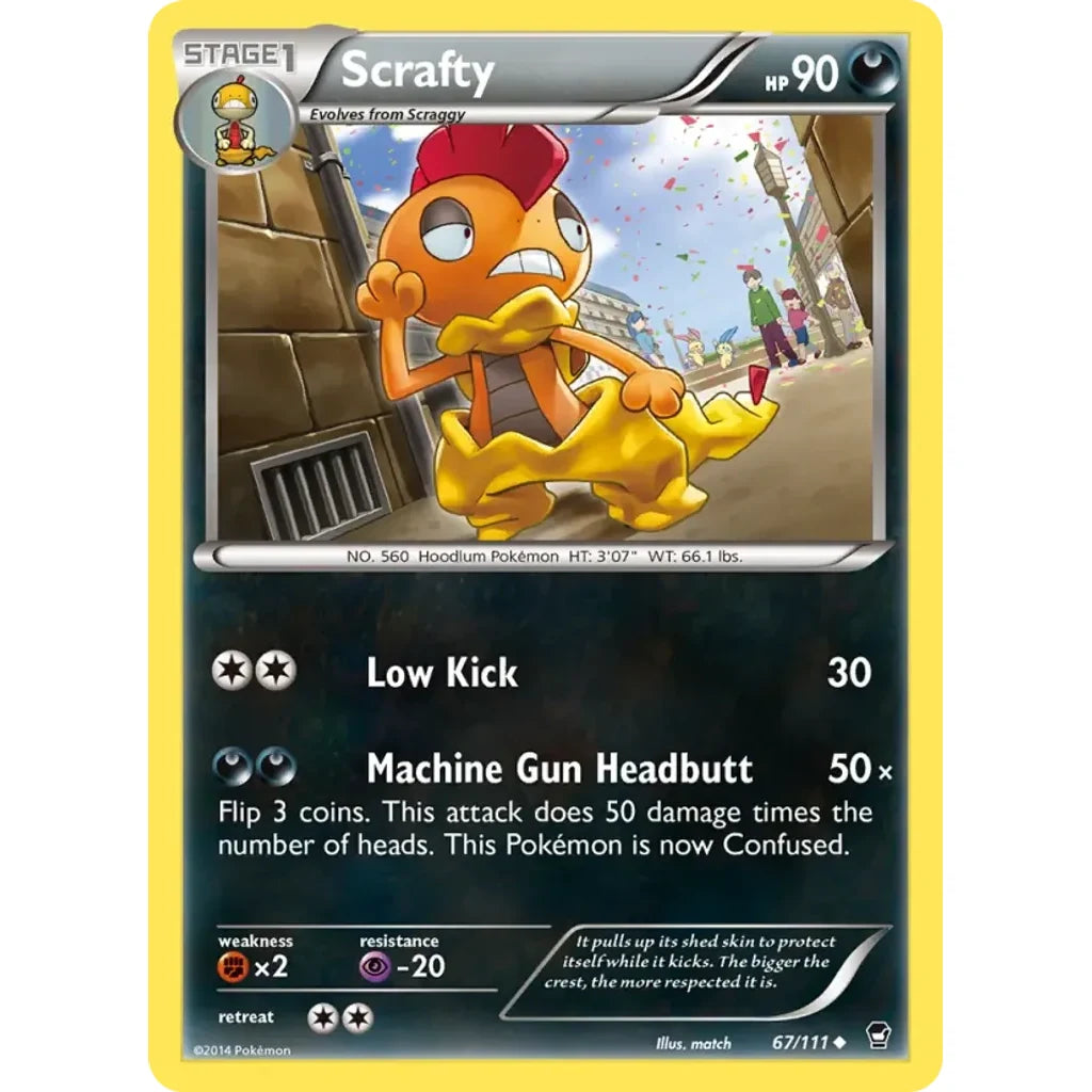 Scrafty 67/111 Uncommon Furious Fists Pokemon Lightly Played (LP) przód