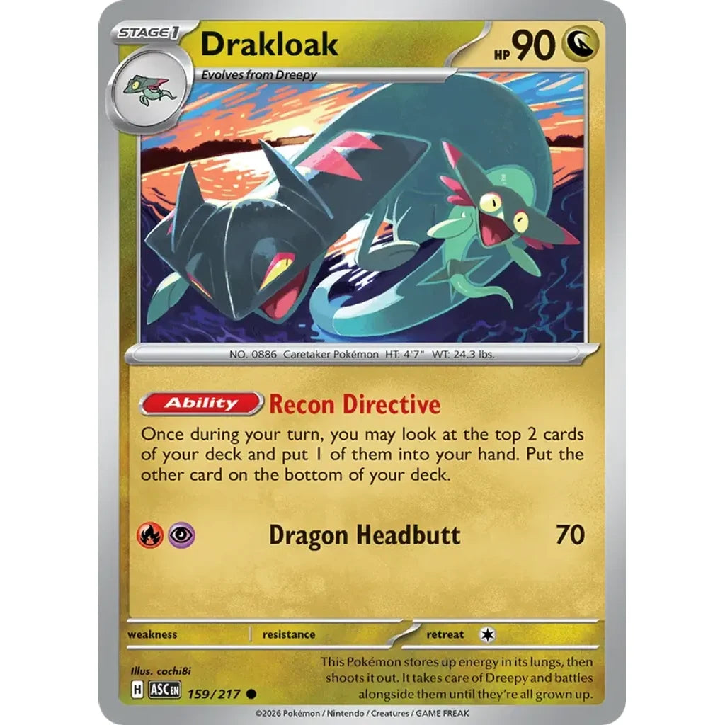 Drakloak - 159/217 (Energy Symbol Pattern) 159/217 ME: Ascended Heroes Pokemon Reverse Holo Lightly Played (LP) przód