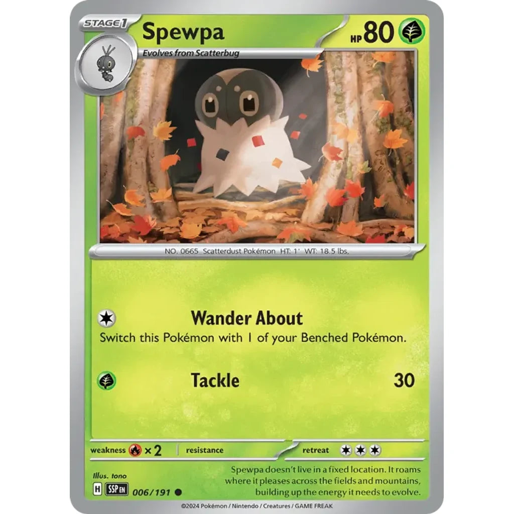 Spewpa 006/191 Common Surging Sparks Pokemon Lightly Played (LP) przód