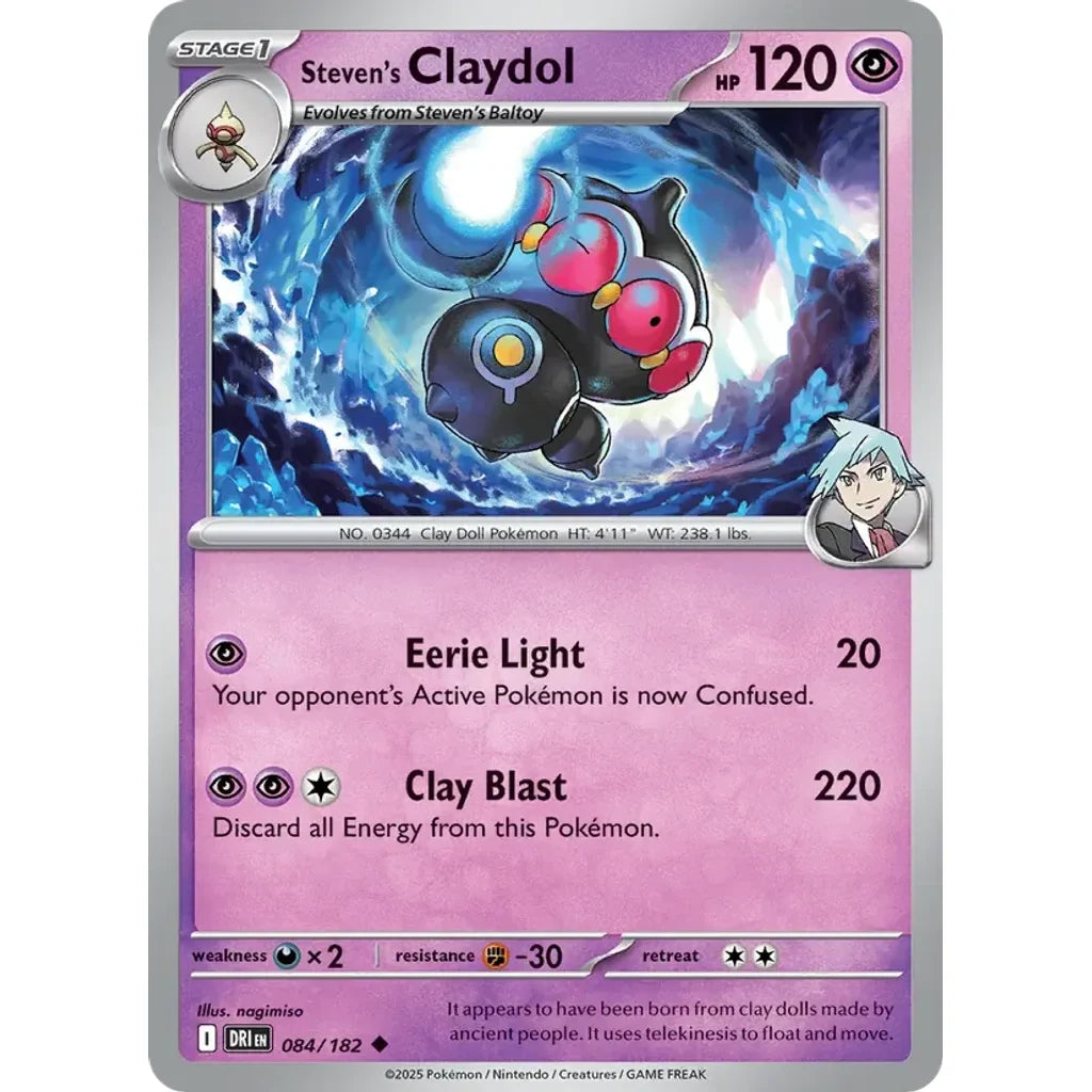 Steven's Claydol 084/182 Uncommon Destined Rivals Pokemon Lightly Played (LP) przód