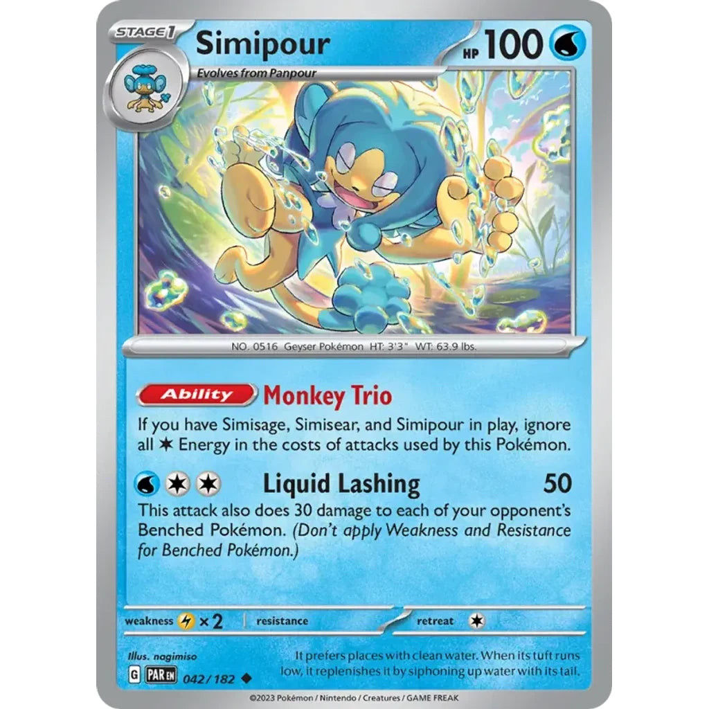 Simipour 042/182 Uncommon Paradox Rift Pokemon Near Mint (NM) przód