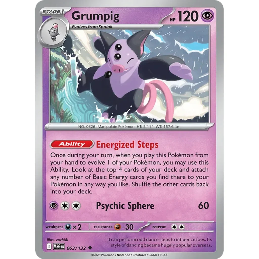 Grumpig 063/132 Uncommon Mega Evolution Pokemon Near Mint (NM) przód
