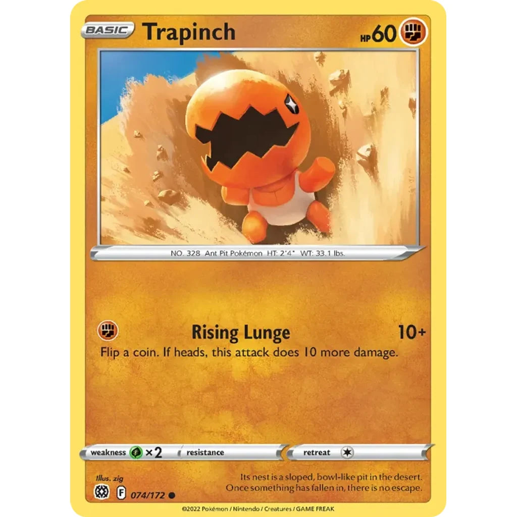 Trapinch 074/172 Common Brilliant Stars Pokemon Lightly Played (LP) przód