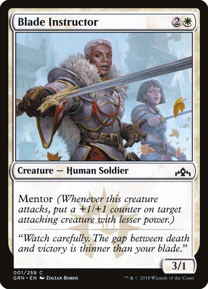 Blade Instructor 1 Common Guilds of Ravnica Magic: The Gathering Lightly Played (LP) przód