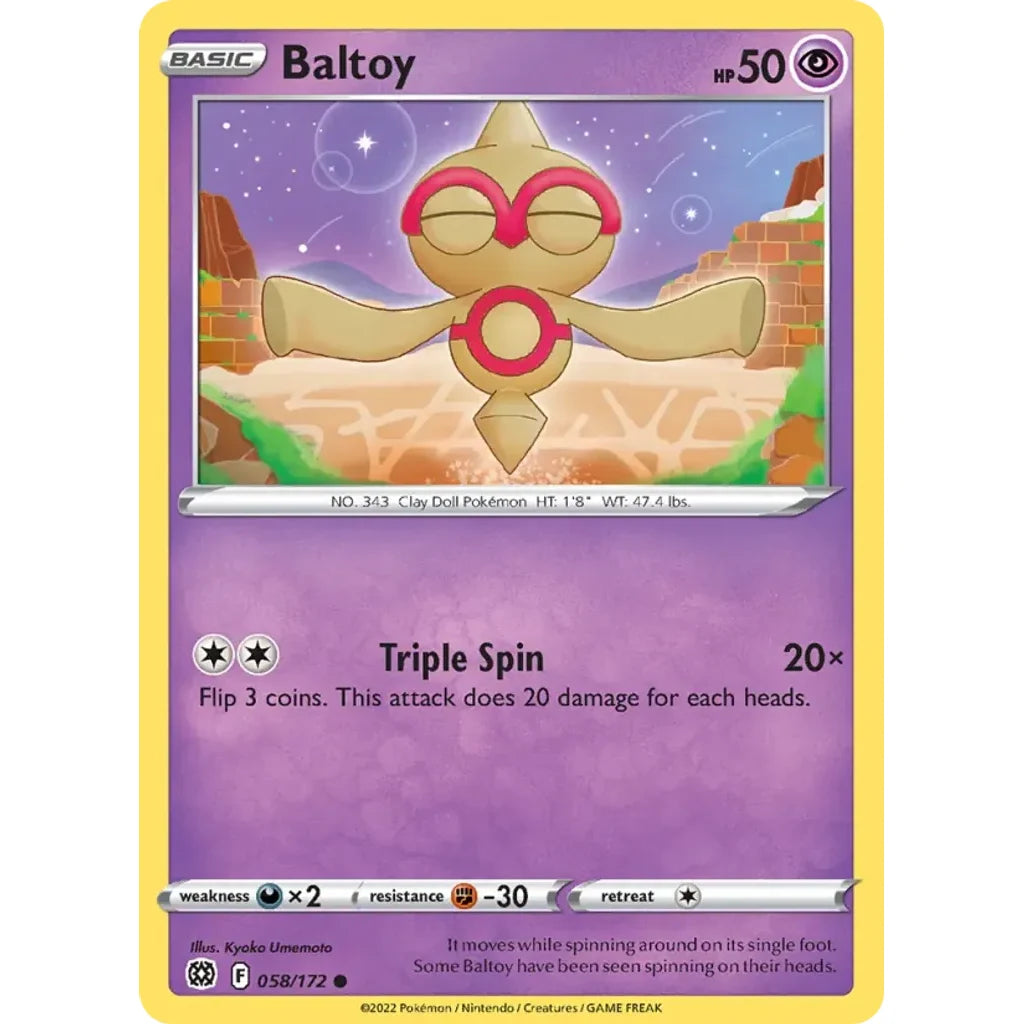 Baltoy 058/172 Common Brilliant Stars Pokemon Lightly Played (LP) przód