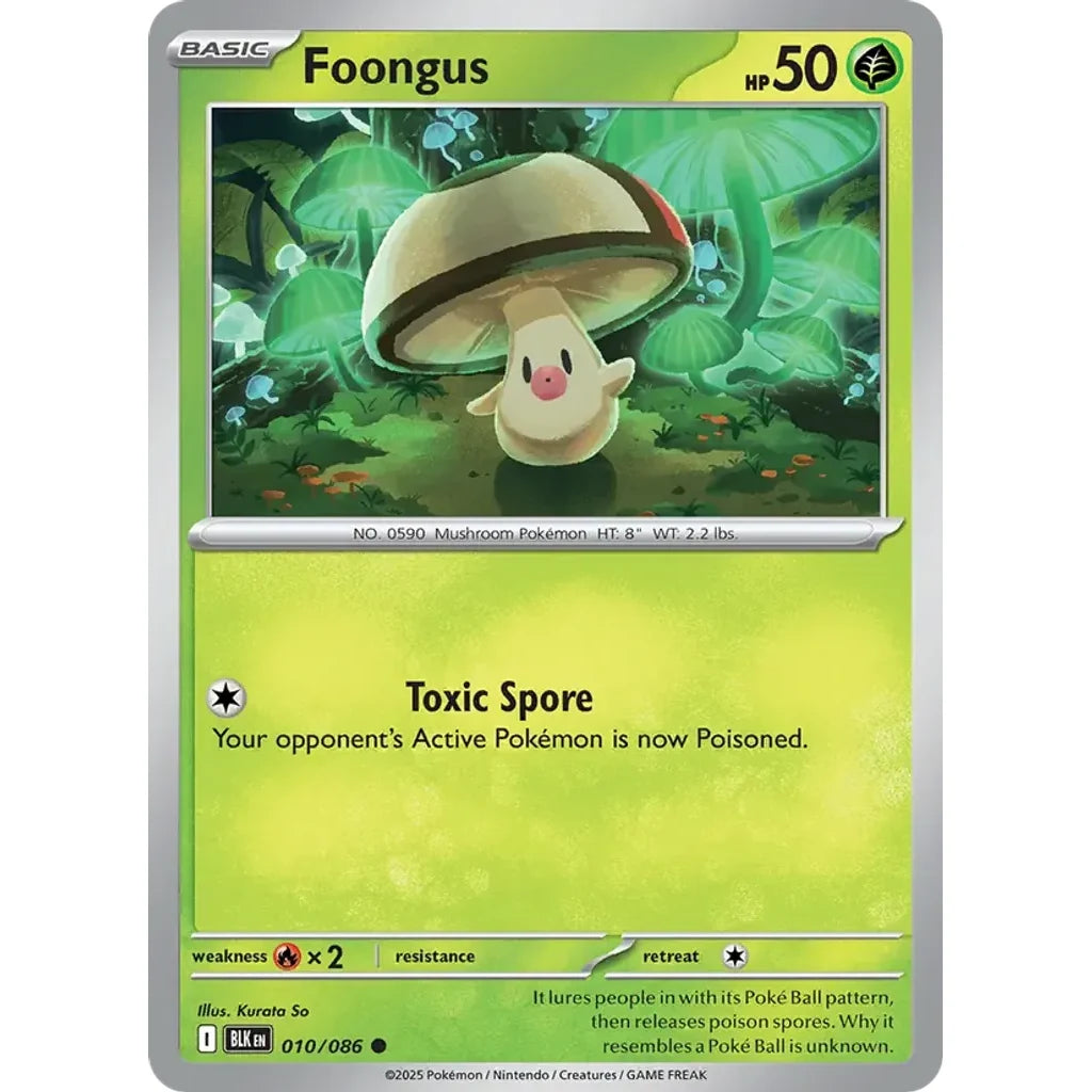 Foongus 010/086 Common SV: Black Bolt Pokemon Near Mint (NM) przód