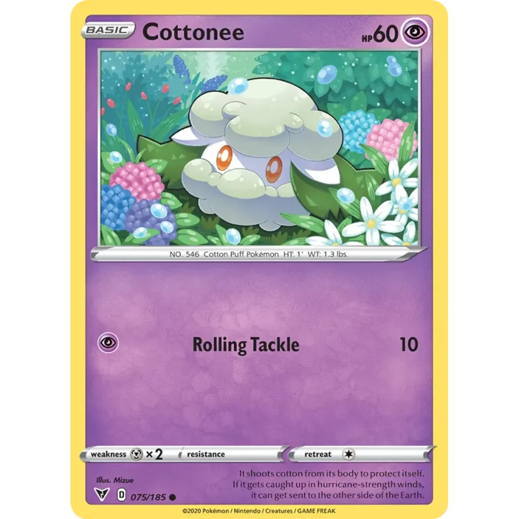 Cottonee 075/185 Common Vivid Voltage Pokemon Lightly Played (LP) przód