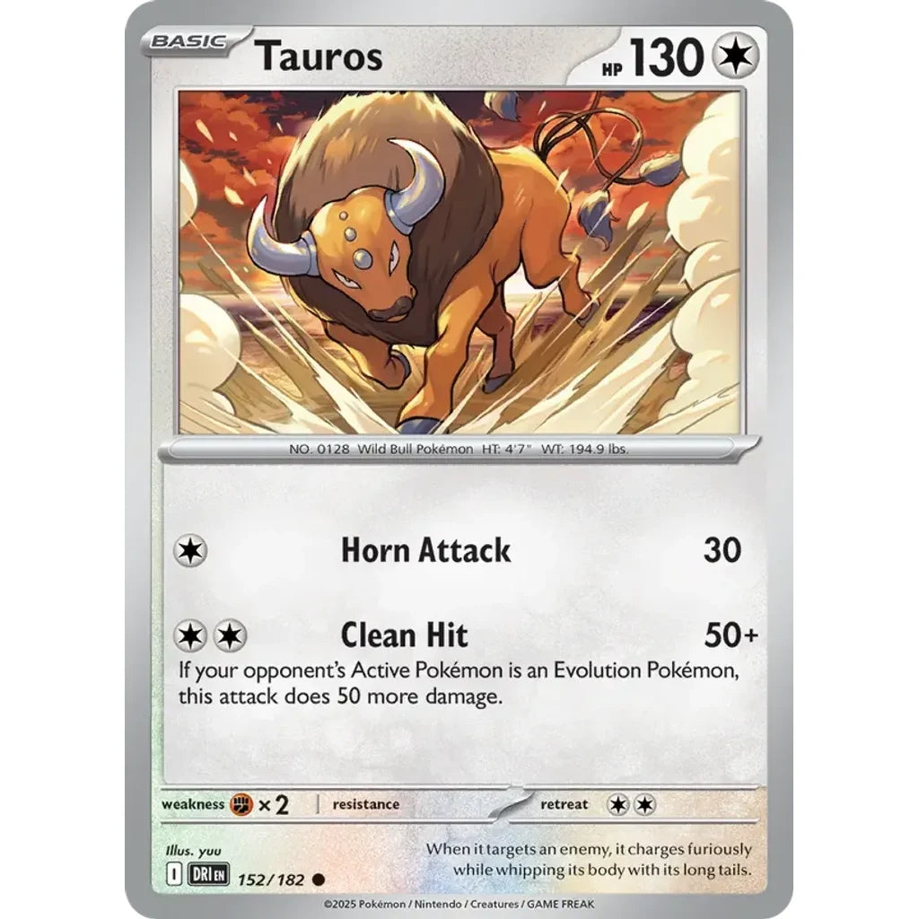 Tauros 152/182 Common Destined Rivals Pokemon Reverse Holo Near Mint (NM) przód