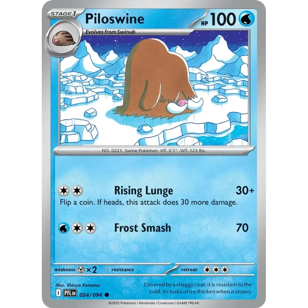 Piloswine 024/094 Common Phantasmal Flames Pokemon Near Mint (NM) przód