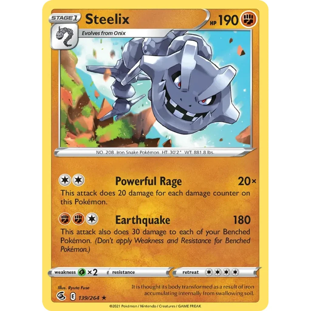Steelix 139/264 Holo Rare Fusion Strike Pokemon Reverse Holo Lightly Played (LP) przód