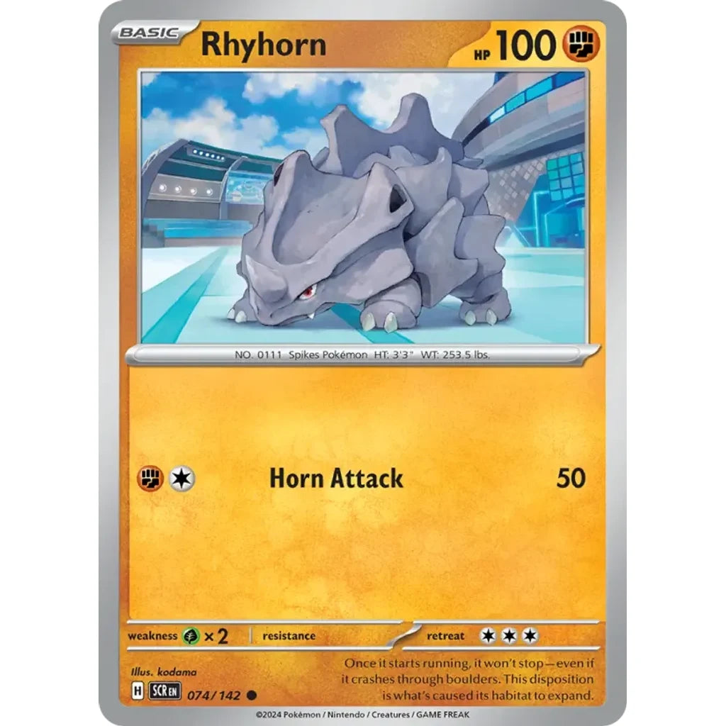Rhyhorn 74/142 Common Stellar Crown Pokemon Reverse Holo Near Mint (NM) przód