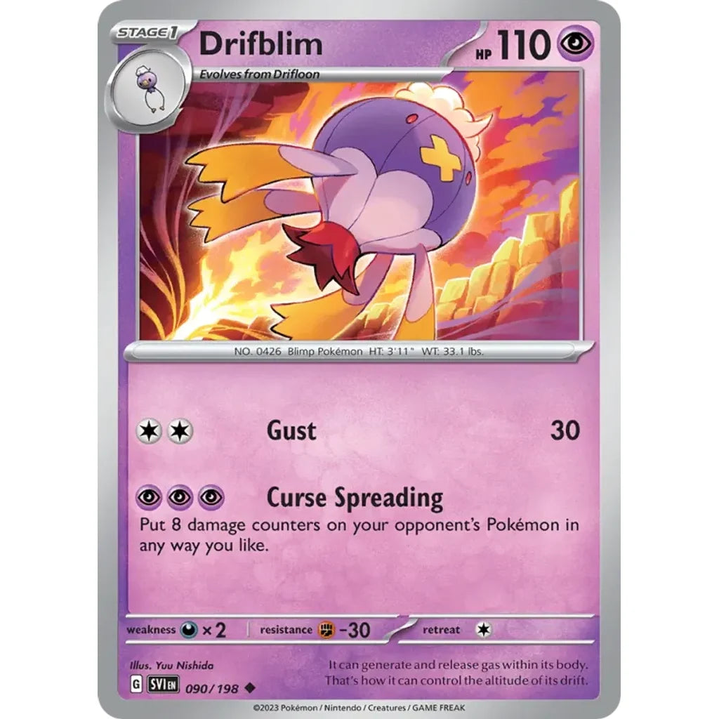 Drifblim 090/198 Uncommon Scarlet &amp; Violet Pokemon Near Mint (NM) przód