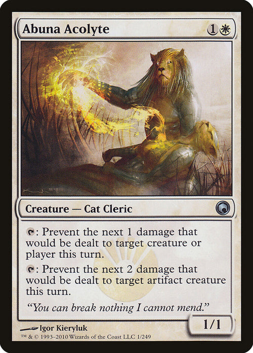 Abuna Acolyte 1 Uncommon Scars of Mirrodin Magic: The Gathering Lightly Played (LP) przód